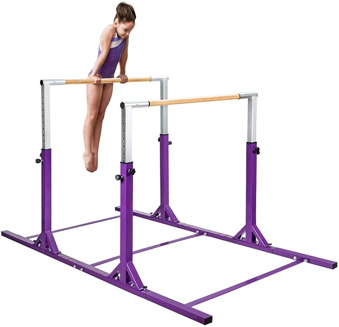 Costzon Double Horizontal Bars, Junior Gymnastic Training Parallel Bars w/11-Level 38-55" Adjustable Heights, 264lbs Capacity, Ideal for Indoors, Outdoor, Home Practice