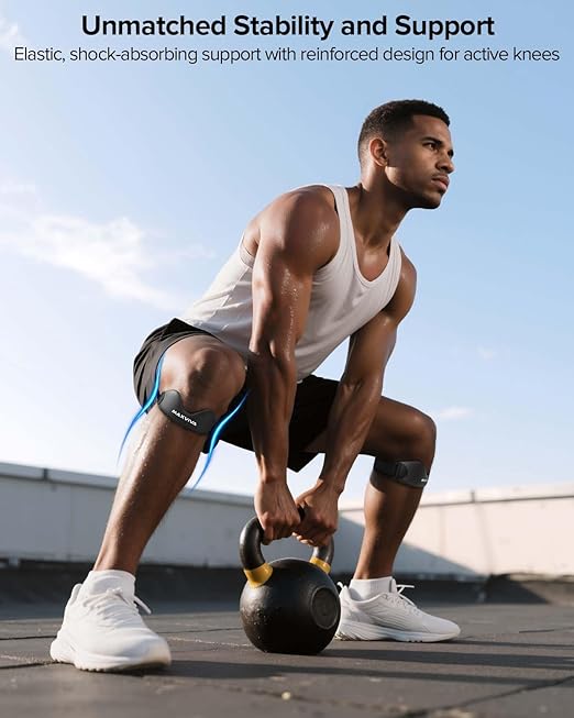 Patellar Tendon Support Strap 2 Pack, Knee Brace Patella Band for Running Hiking Basketball Gym Fitness Tennis Badminton Cycling, Offers Relief from Meniscus Tear and Knee Pain.