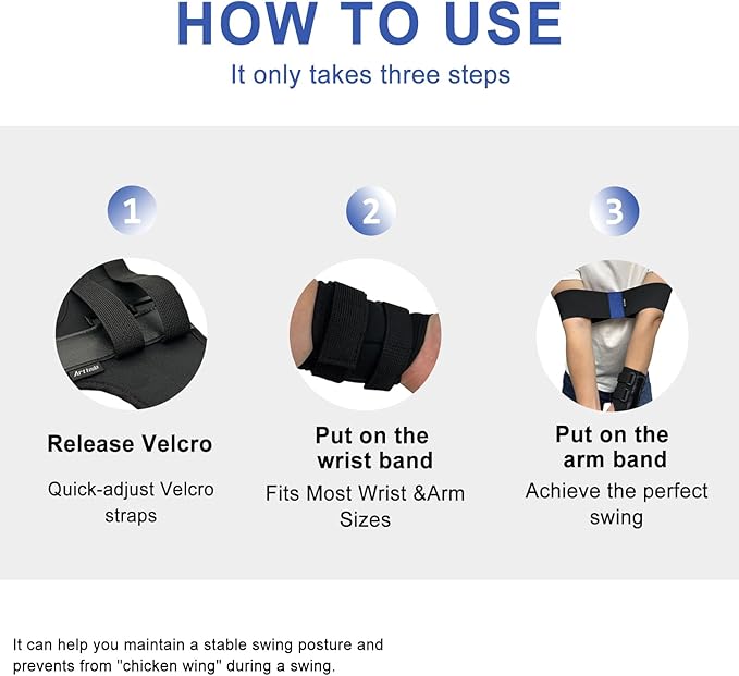 Golf Training Kit with Arm Band & Wrist Strap, Golf Swing Training Aid to Correct Wrist Angle and Develop Muscle Memory for Beginner Golfers