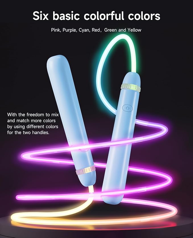 LED Light Up Jump Rope for Kids and Adult, Adjustable Glowing Skipping Rope for Boys and Girls, Colorful Luminous Jumping Rope for Fitness and Workout