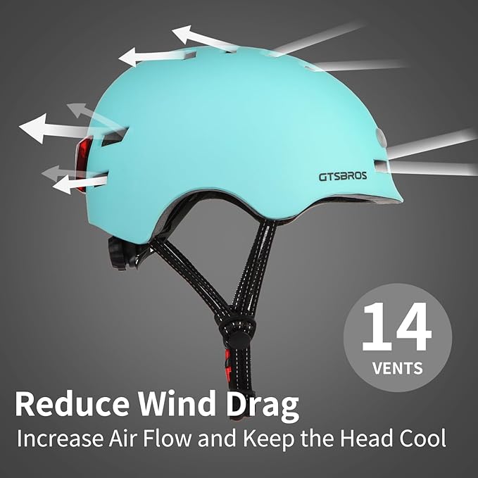 Bike Helmets for Adults - Front and Rear LED Lights Adjustable Bicycle Helmet for Adults Men Women Scooter Helmet for Commuting, Road Biking, Skating, Scooter