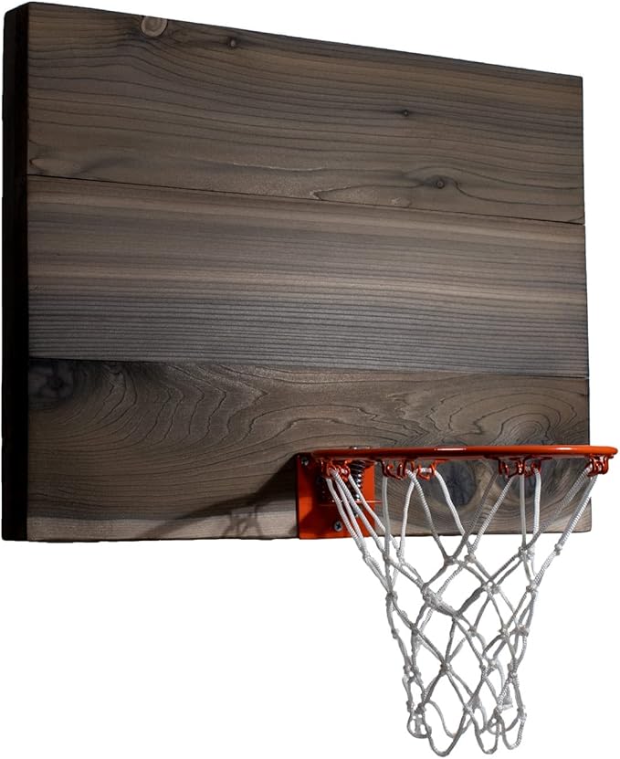 Elite Mini Basketball Hoop & Ball Set, Wall Mount, Indoor Made in The USA Cedar Backboard. Includes 9” Hoop, Net, Pump & 5 Mini Basketballs.