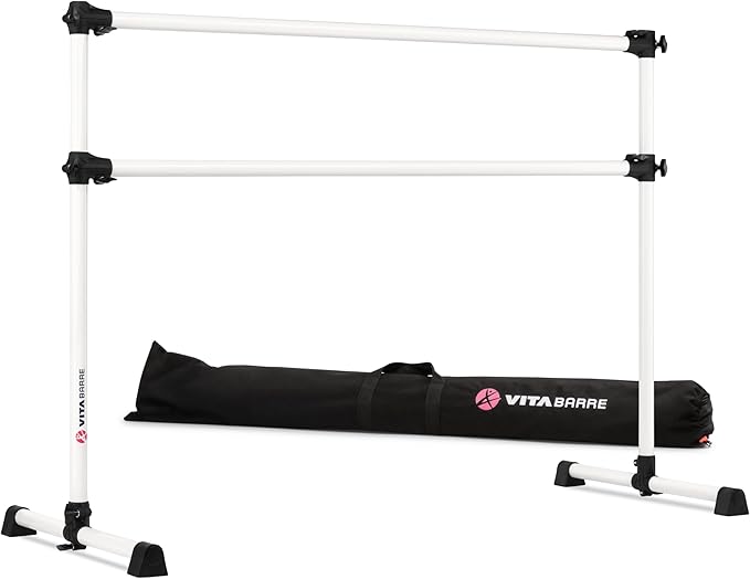 VITA Barre Portable Freestanding Double Ballet Barre, Prodigy, with Carry Bag | Adjustable Height, USA Made, Home or Gym Exercise Equipment for Kids & Adults | Dance, Fitness, Pilates
