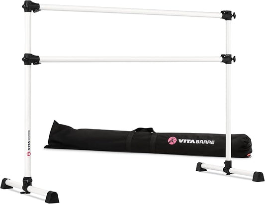 VITA Barre Portable Freestanding Double Ballet Barre, Prodigy, with Carry Bag | Adjustable Height, USA Made, Home or Gym Exercise Equipment for Kids & Adults | Dance, Fitness, Pilates