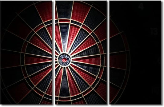 Canvas Wall Art 3 Panel Dart Plate Poster Wall Decor for Living Room Bedroom Bathroom Office Artwork Inspirational Wall Art Dart Plate in the Dark Modern House Decor Framed Ready to Hang(28"Wx42"H)