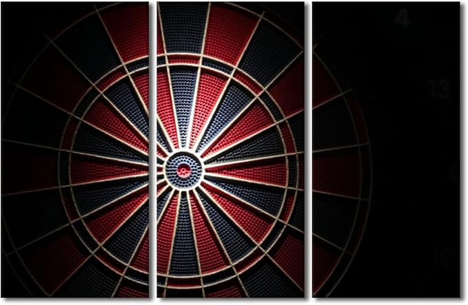 3 Piece Black and White Wall Art Dart Plate in the Dark Poster Artwork Canvas Wall Art Wall Decor Inspirational Wall Art for Bedroom Bar Club Sports Theme Wall Art Framed Ready to Hang(40"Wx60"H)