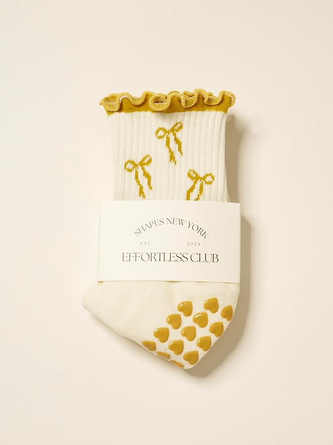 Crew Half Calf Grip Socks, Cutest Fruits Pilates Socks, Ruffle socks, Non-Slip, Barre Yoga Fitness