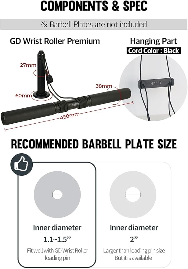GD Hanging Wrist Roller Forearm Blaster- Forearm Strengthener Exercise Equipment Wrist Trainer for Muscle building and Injury prevention Hand Grip Strength