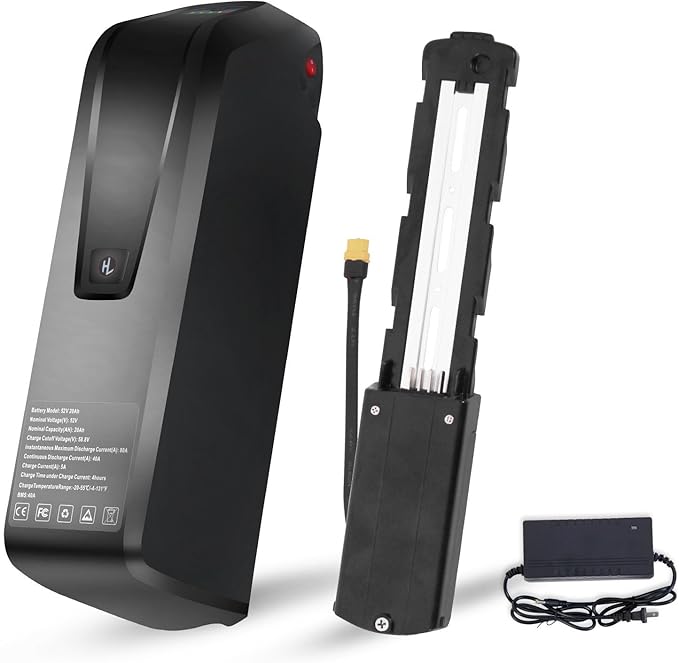 UAZ 36V 48V 52V Ebike Battery 4 Pin 10Ah 15Ah 20Ah Electric Bike Battery with 40A BMS Safe Lock, Led Indicator Light, for 200-1500W Motor Tricycle, Mountain Bicycle Batteries (52V20AH-4PIN)