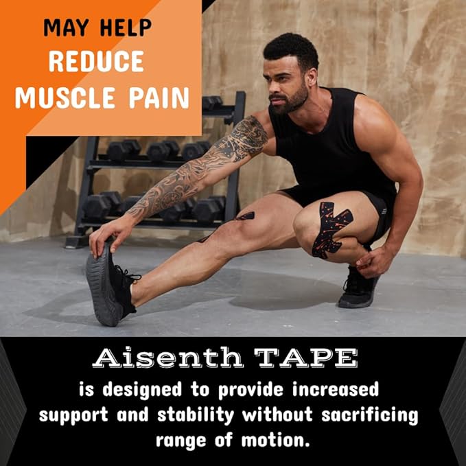 Tape,for Shoulder Knees Sports Tape,Quick Dry,Waterproof,Pre Cut 20 Strips,Hypoallergenic-Pain Relief Recovery for Running,Tennis,Fitness,Crossfit More-for Men&Women