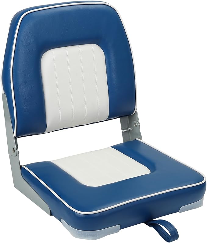 Classic Low Back Fishing Boat Seat with Backrest Folding Boat Chair Marine Bass Jon Boat Seats