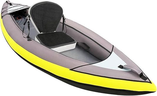 Kayak Seat, Universal Inflatable Seat with Backrest, Padded Thicken Cushion, Adjustable Strap, Comfortable Breathable EVA Material (Black)