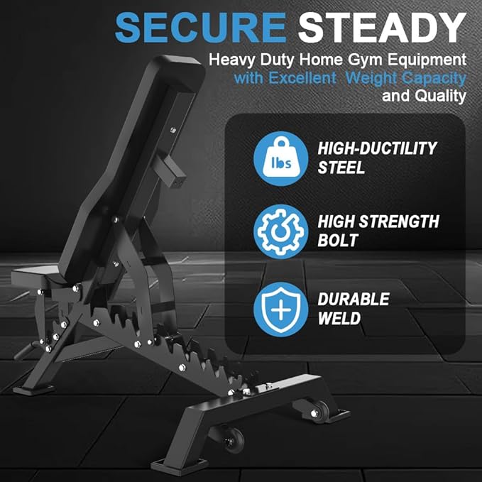 Strength Weight Bench 32 Adjustable Positions Training Benches - Heavy Duty Home Gym Equipment with 1300 LBS Weight Capacity Durable Steel Construction Incline Decline Bench for Full Body Workout