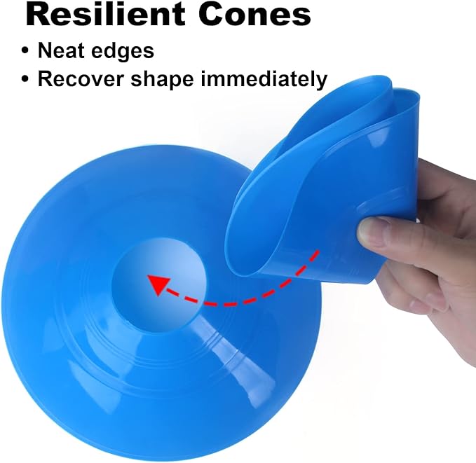 60PCS Soccer Cones with Strap Carry Bag Agility Disc Cones Soccer Training Cones, Field Marker Sport Training Cones for Challenge Football Basketball Skating Kids Games Outdoor Indoor