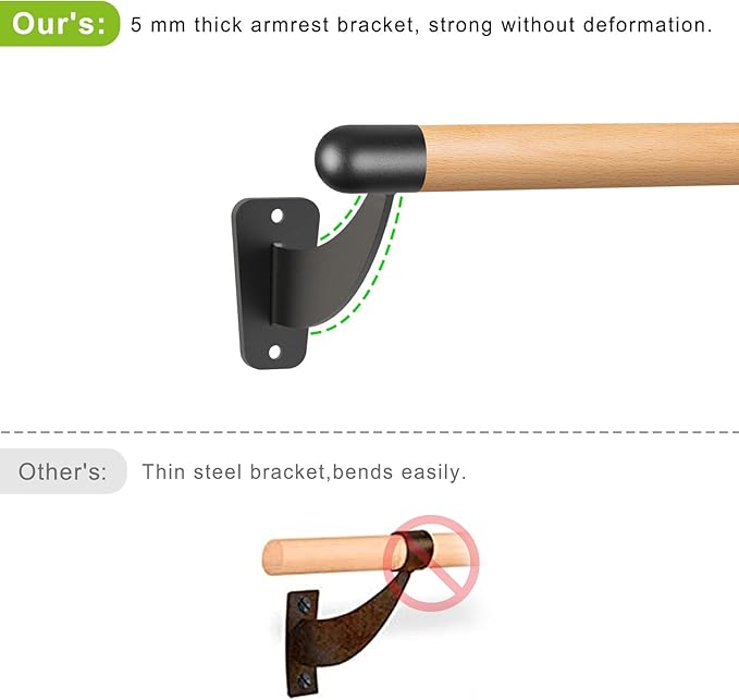 SELEWARE 4-12 ft Long Wood Ballet Barre Wall Mount Barre System for Home or Studio Barre Movements Body Stretch 1.5 inch Dia