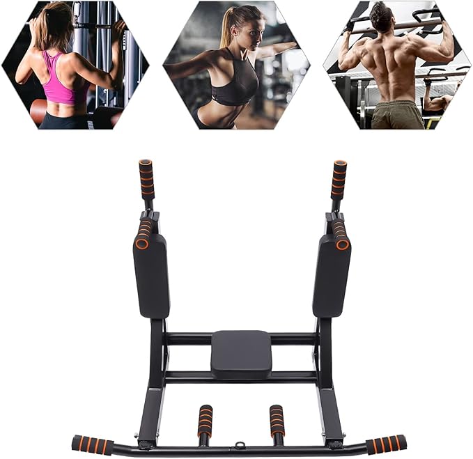 Wall Mounted Pull Up Bar Chin Up bar Multifunctional Dip Station for Indoor Home Gym Workout, Heavy Duty Steel Pipe Maximum weight 440 Lbs