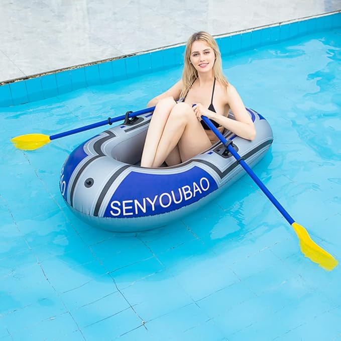 ptlsy Inflatable Boat, Swimming Pool Lake Float Raft for Adults, Portable Fishing Boat Raft for Lake with Oars Hand Pump