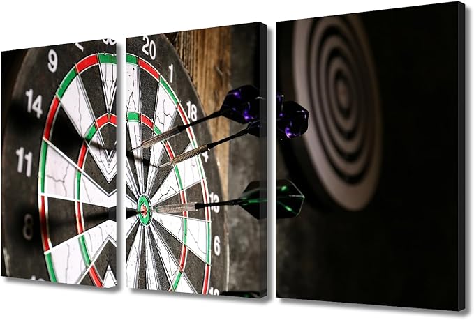 Canvas Wall Art for Living Room Home Decor Dartboard with Darts Closeup Goal Achievement Concept Poster Prints on Canvas Decorations Wall Art for Bedroom Office Framed Ready to Hang, 24" Wx36 H