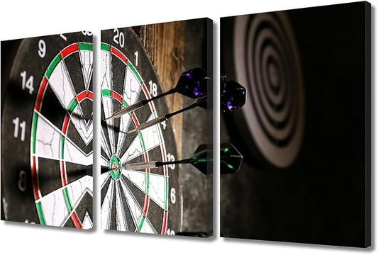 Canvas Wall Art for Living Room Home Decor Dartboard with Darts Closeup Goal Achievement Concept Poster Prints on Canvas Decorations Wall Art for Bedroom Office Framed Ready to Hang, 24" Wx36 H