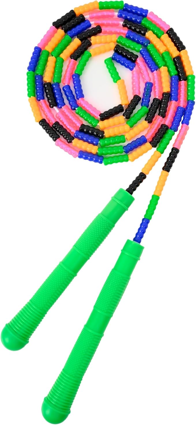 Beaded Jump Rope 1 Pack/2 Pack, ACEONE Segmented Skipping Rope for Kids Adults, Adjustable Tangle-Free Toddler Jumping Rope for Fitness Exercise Training