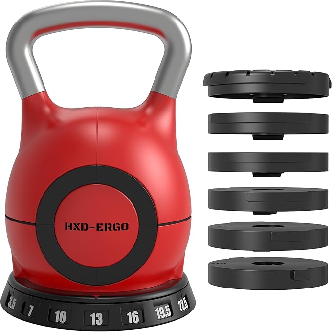 Adjustable Kettlebell Weight Set-Quickly Adjusts 7 Weights,Ergonomic kettlebell sets for Home Gym