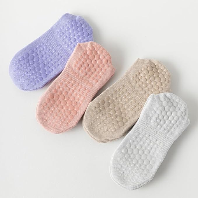 3 Pairs Pilates Socks with Grips for Women Non Slip Grip Socks for Yoga Barre Hospital Workout