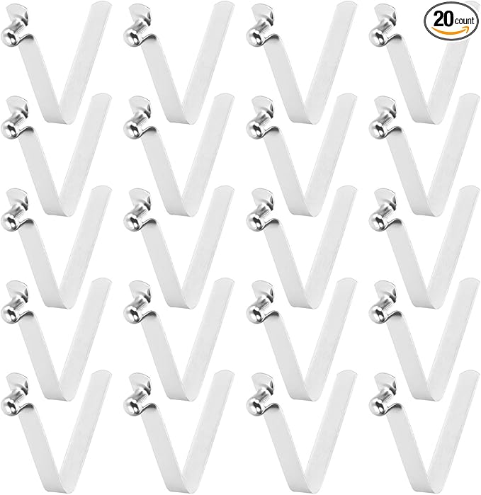 HARFINGTON 20pcs Single Button Kayak Paddle Snap Spring Clip 5x6.5x33mm 65Mn Spring Steel V-Shaped Hollow Lift Telescopic Locking Tube Pole Clip for Tent Umbrella Camping