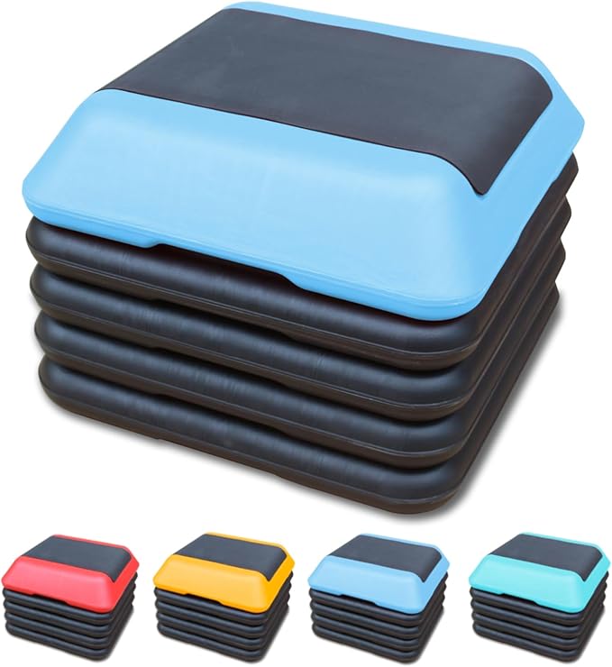 Exercise Aerobic Step Platform,Adjustable Height Fitness Stepper Stackable Risers, Aerobics Stepper Workout Stepper for Gym Home Cardio Strength & Training