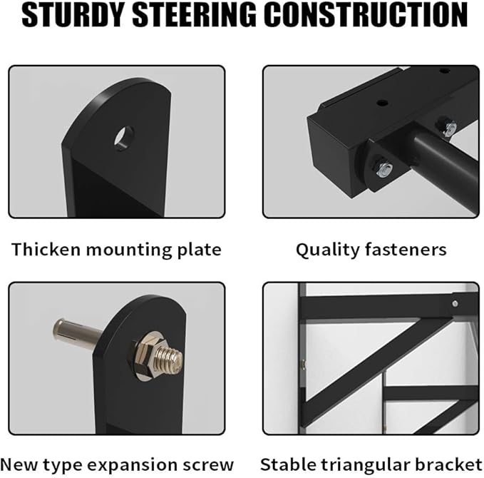 BESTHLS Wall Mounted Pull Up Bar and Dip Station, Heavy Duty Wall Mount Pull-up Chin Up Bar Multifunctional Home Gym Workout Indoor Exercise Equipment Support to 440 Lbs