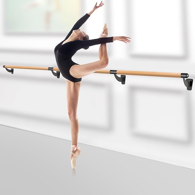 SELEWARE 4-12 ft Long Wood Ballet Barre Wall Mount Barre System for Home or Studio Barre Movements Body Stretch 1.5 inch Dia