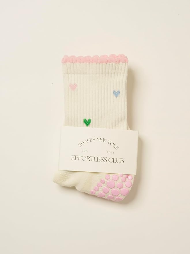 Crew Half Calf Grip Socks, Cutest Fruits Pilates Socks, Ruffle socks, Non-Slip, Barre Yoga Fitness