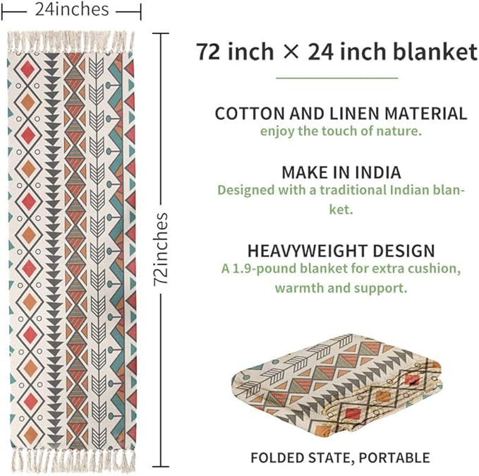 nuveti Cotton Yoga Mat - Absorbent, Grippy Tight Weave, Ashtanga & Hot Yoga Rug, Helps with Slippery Hands & Feet
