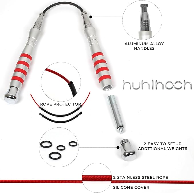 Speed Jump Rope - No-Screw Design, 360° Rotation, Non-Slip Silicone, Weighted, Includes 2 Handles, Portable Fitness Tool for Boxing