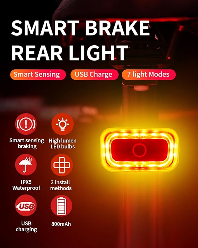 Bike Lights for Night Riding, 10000mah Bike Lights 30H+ Runtime, Super Bright LED USB Rechargeable Headlight and Taillight, IPX6 Waterproof Bicycle Light【2025 Upgrade Combination】