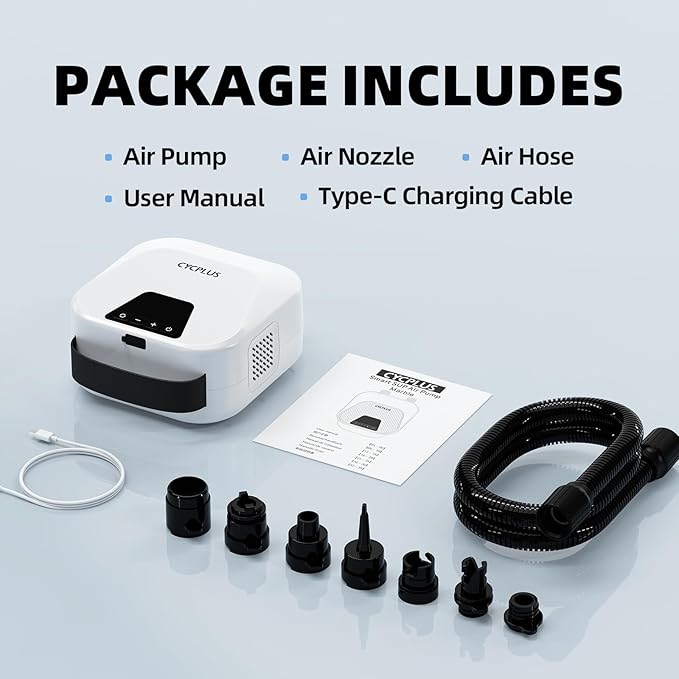 CYCPLUS 20PSI High Pressure Smart SUP Air Pump, Rechargeable Battery-Powered, Intelligent Dual Stage Inflation & Deflation, Auto-Off Air Pump for Stand Up Paddle Boards,Surfing Kite, Tent, Mattress