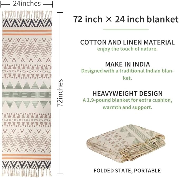 nuveti Cotton Yoga Mat - Absorbent, Grippy Tight Weave, Ashtanga & Hot Yoga Rug, Helps with Slippery Hands & Feet
