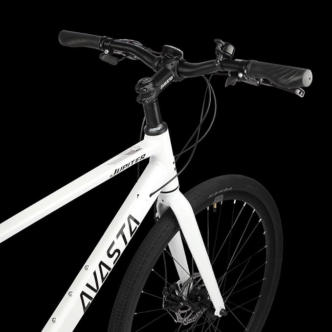 AVASTA Jupiter 700C Road Adult Step-Over Hybrid Cycling Bike Bicycle, Aluminum Frame, 21-Speed, Dual Disc Brakes, Multpile Colors for Men Woman Male Female