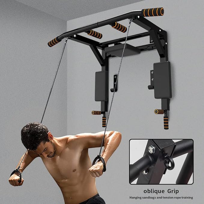 STARBRILLIANT Pull Up Bar Wall Mounted Chin Up Bar Wall Mount Multifunctional Dip Station for Indoor Home Gym Workout,Power Tower Set Training Equipment Fitness Dip Stand Supports to 440 Lbs