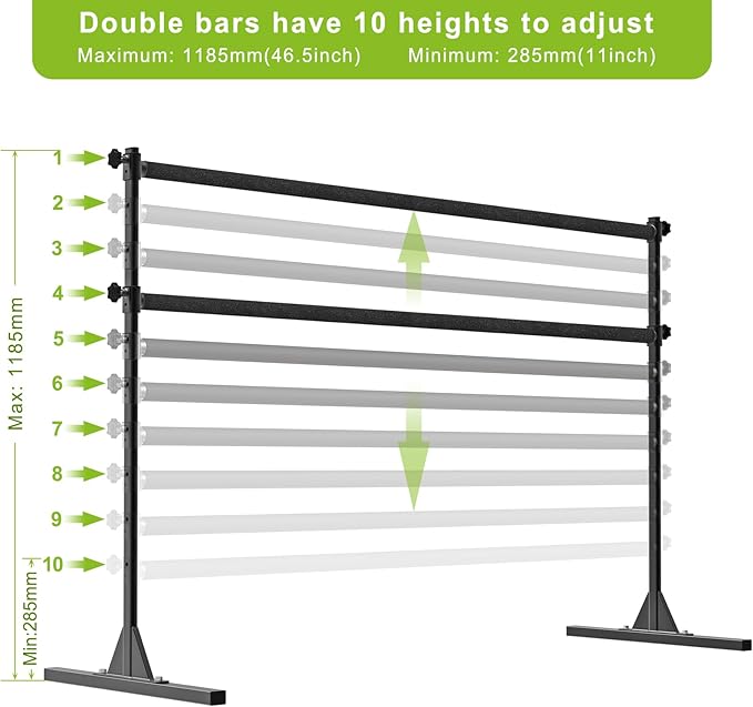 SELEWARE Height Adjustable Ballet Barre Freestanding Ballet Bar Heavy Duty Dance Bar Support Barre Movements Body Stretch Pull-ups, Sturdy Construction Never Fall Apart, Anti-Slip