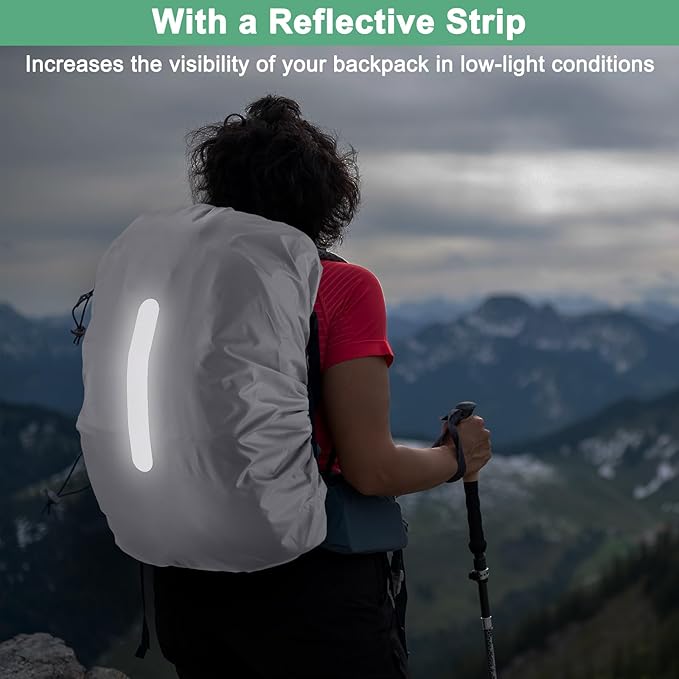 Waterproof Backpack Rain Cover Waterproof Backpack Cover, Bag Rain Cover with A Vertical Reflective Strap for Hiking/Biking/Camping/Outdoor Traveling
