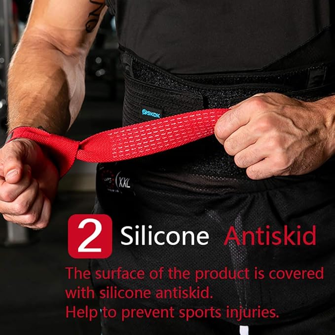 SKDK Cotton Hard Pull Wrist Lifting Straps Grips Band-Deadlift Straps with Neoprene Cushioned Wrist Padded and Anti-Skid Silicone - for Weightlifting, Bodybuilding, Xfit, Strength Training