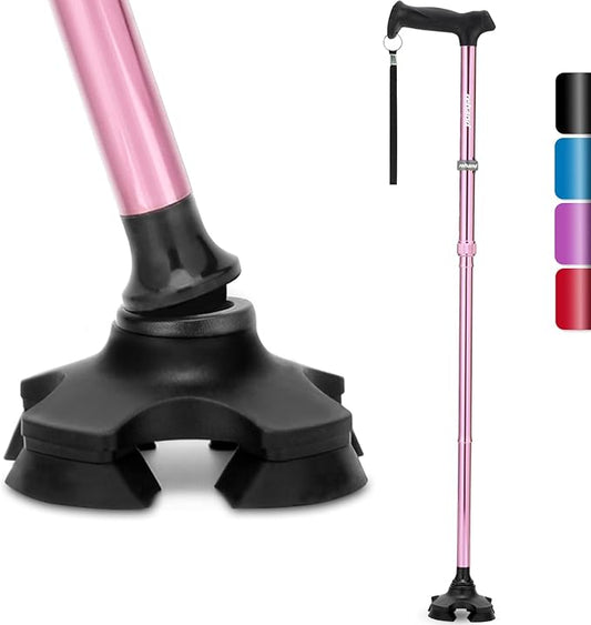 REHAND Walking Cane for Men & Women - Foldable, Adjustable, Lightweight, Self Standing Pivot Walking Cane, Soft Handle Grip, with Travel Bag, Walking Sticks for Seniors & Adults