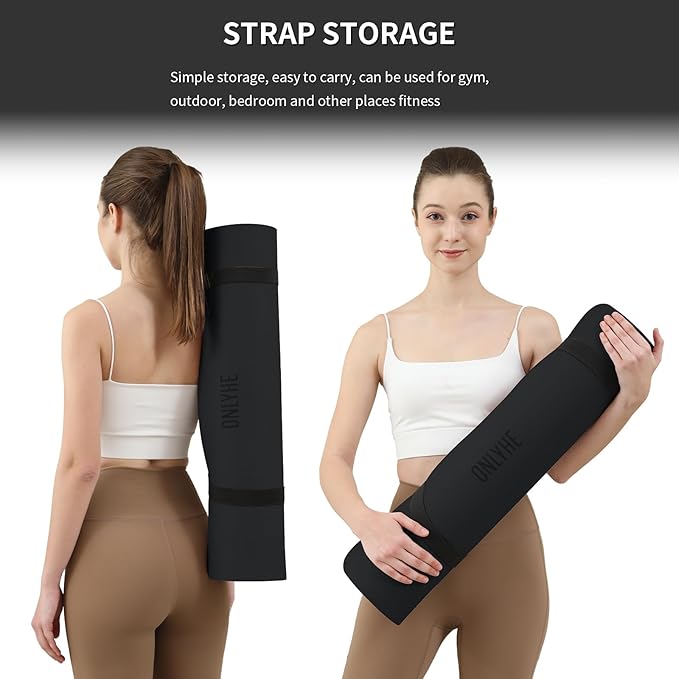 Yoga Mat Extra thick 8mm Exercise mat, Soft Lightweight TPE Fitness Mat with strap, High Elasticity, Anti-fatigue,non-slip mat for Women, Yoga, Camping, Travel, Gym & Outdoor | 72"L x 0.32"Th