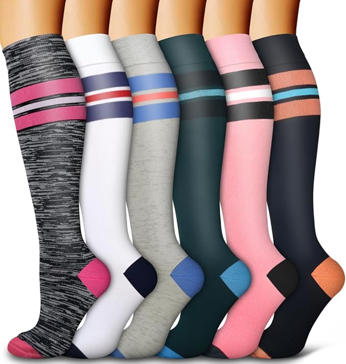 6 Pack Copper Compression Socks for Women and Men Circulation-Best Support for Medical, Running,Nursing,Athletic