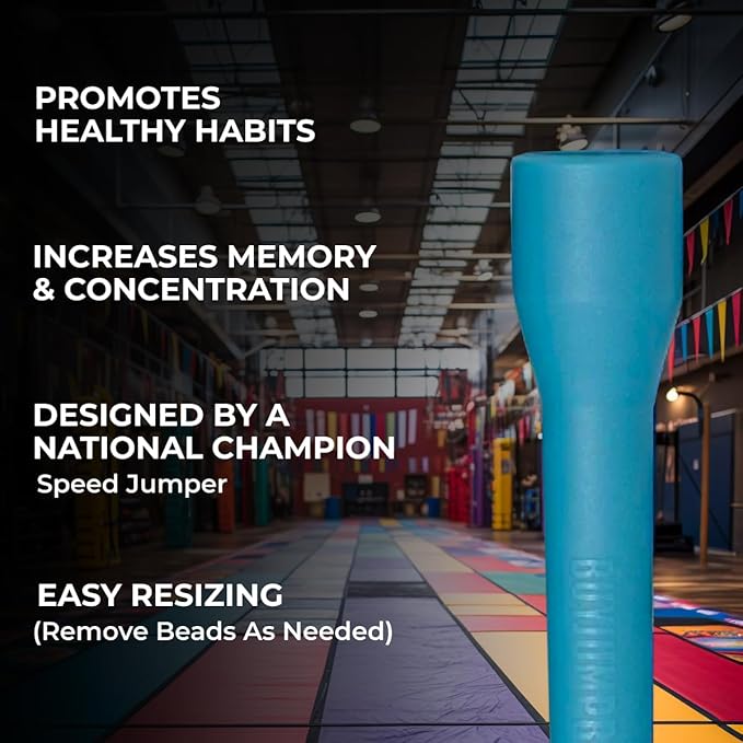 Beaded Kids Exercise Jump Rope - Segmented Skipping Rope for Kids - Durable Shatterproof Outdoor Beads - Light Weight and Tangle Free Exercise Training - Easily Adjustable Kids Jump Rope for Fitness