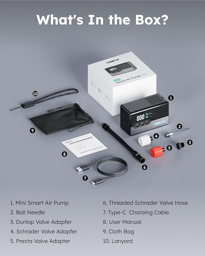 T30 Mini Bike Pump, 16s Fast Inflate Electric Bike Pump with Gauge, 120PSI Portable Bicycle Tire Pump with Presta and Schrader Valve for Road Bikes, MTB, E-Bike, Motorcycles, Balls