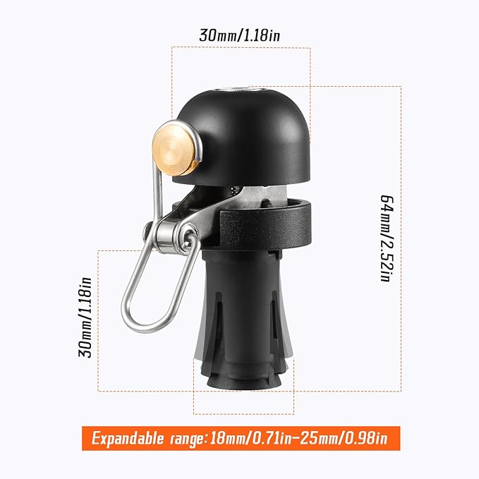 Bike Handlebar Bell - 80dB Loud Aluminum Alloy End Plug Bell for Road & Mountain Bicycles | 18-25mm Compatible | Waterproof & Lightweight 65g