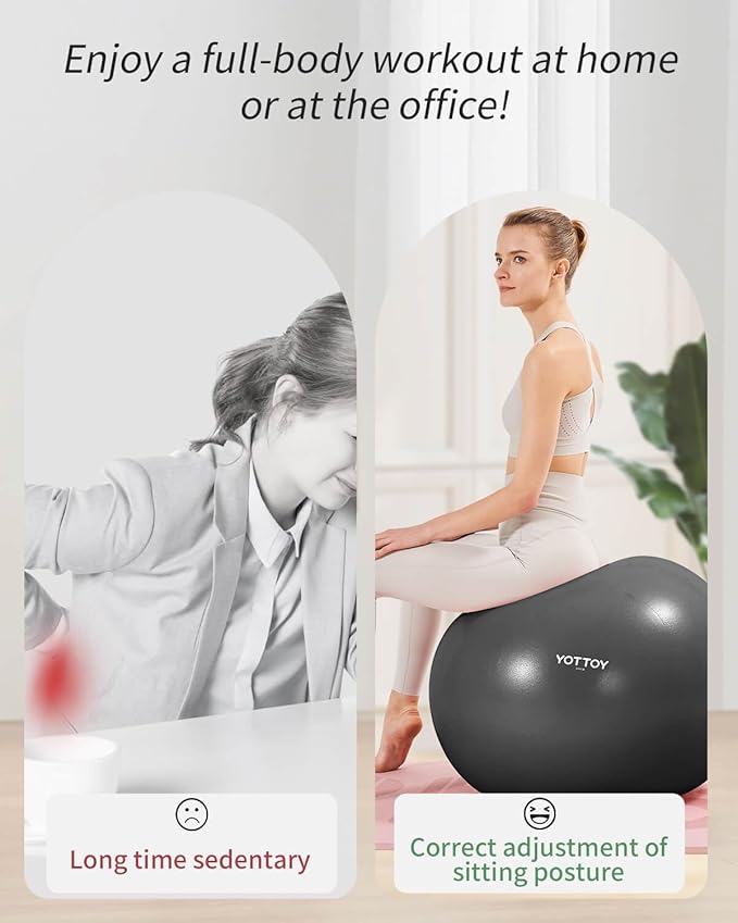 YOTTOY Anti-Burst Exercise Ball for Working Out, Yoga & Pregnancy, Extra Thick Workout Ball for Physical Therapy & Fitness