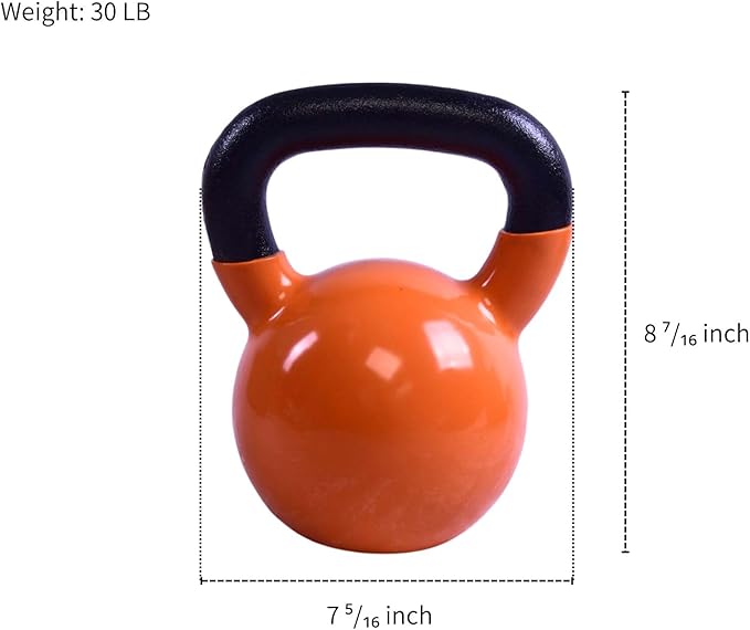 Vinyl Coated Kettlebell - Choose 20, 25, 30, 35, 40, 45 Lbs - Durable, Non-Slip Grip for Home Gym, CrossFit, Strength Training