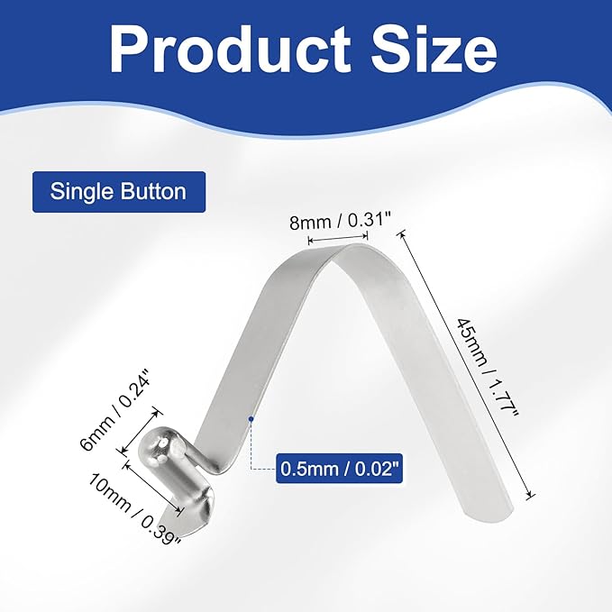 HARFINGTON Single Button Kayak Paddle Snap Spring Clip Spring Steel V-Shaped Hollow Lift Telescopic Locking Tube Pole Clips for Tent Umbrella Camping